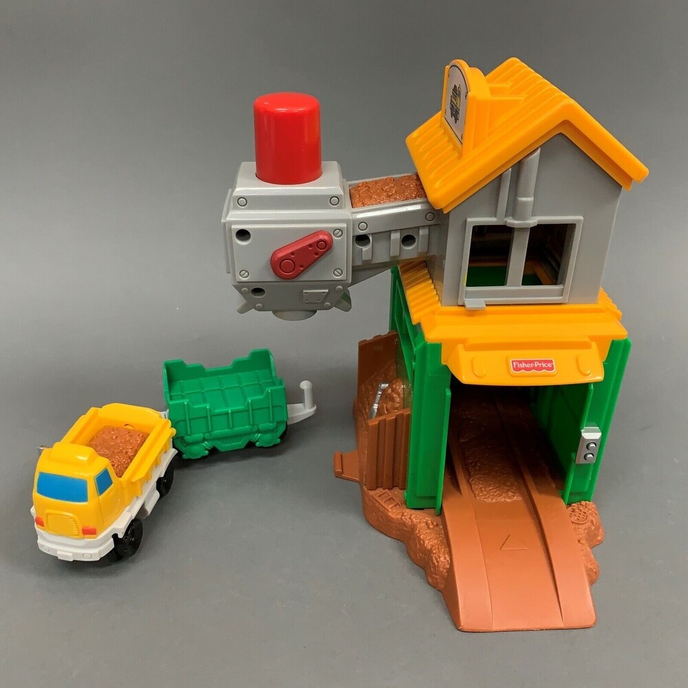 Fisher Price Truck and Station Toys Geo Trax 2003 Dump Dirt Gravel Lot of 3